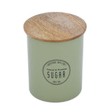 Iron Sugar Canister with Wooden Lid- Sage Green