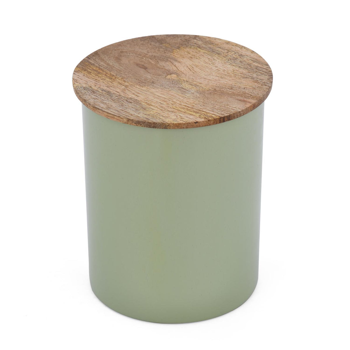 Iron Tea Canister with Wooden Lid- Sage Green