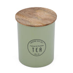 Iron Tea Canister with Wooden Lid- Sage Green
