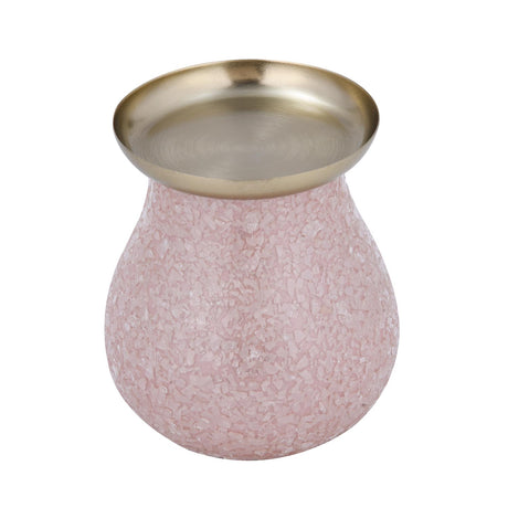 La Rosa Decorative Mosaic Candle Holder- Pink & Gold
