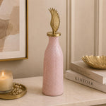 La Rosa Decorative Mosaic Vase with Wing Lid, Large- Pink & Gold