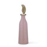 La Rosa Decorative Mosaic Vase with Wing Lid, Large- Pink & Gold