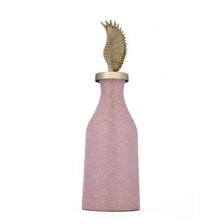 La Rosa Decorative Mosaic Vase with Wing Lid, Small- Pink & Gold