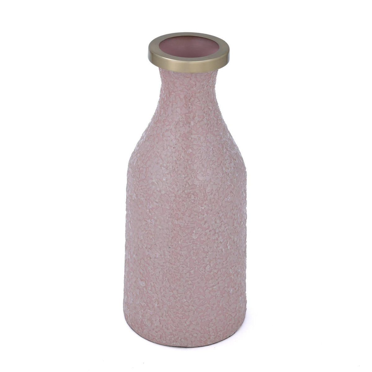 La Rosa Decorative Mosaic Cylindrical Small Vase- Pink & Gold