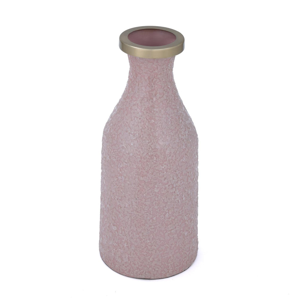 La Rosa Decorative Mosaic Cylindrical Small Vase- Pink & Gold