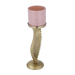 La Rosa Decorative Candle Stand with Wing Base, Small- Pink & Gold