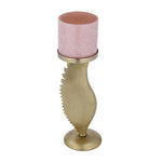 La Rosa Decorative Candle Stand with Wing Base, Small- Pink & Gold