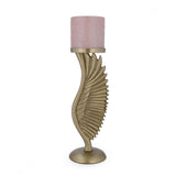 La Rosa Decorative Candle Stand with Wing Base, Large- Pink & Gold