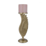 La Rosa Decorative Candle Stand with Wing Base, Large- Pink & Gold