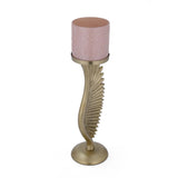 La Rosa Decorative Candle Stand with Wing Base, Large- Pink & Gold