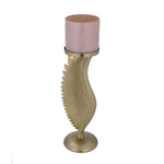 La Rosa Decorative Candle Stand with Wing Base, Large- Pink & Gold