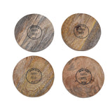 Happy Hour Wooden Printed Coaster Set of 4 with Stand- Sage Green