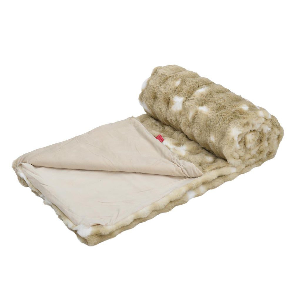 Soft Fur Polyester Double Blanket- Cream