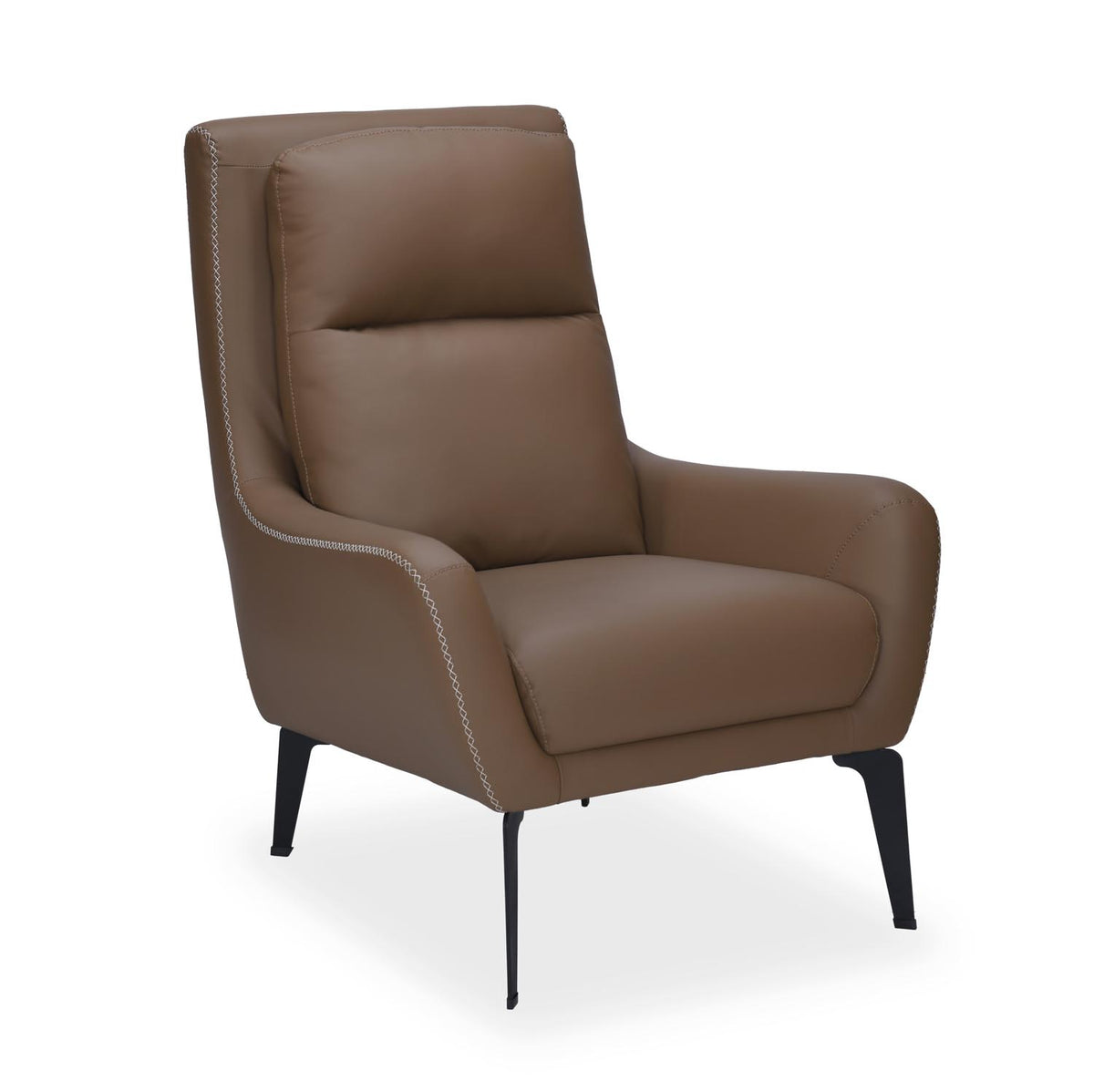 Norma 1 Seater Lounge Chair- Camel Brown