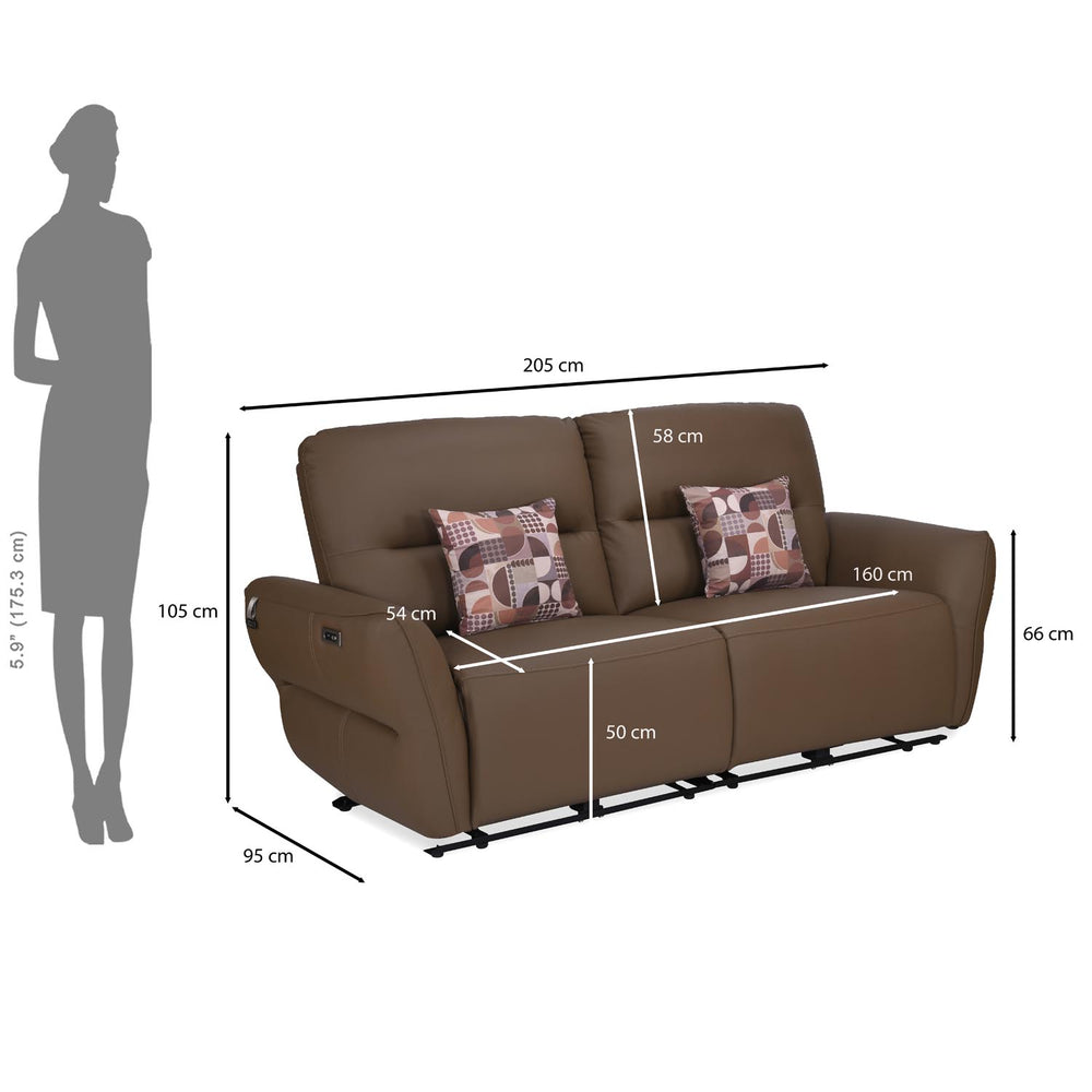 Norma 3 Seater Electric Recliner Sofa- Camel Brown