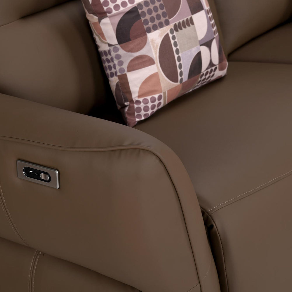 Norma 3 Seater Electric Recliner Sofa- Camel Brown