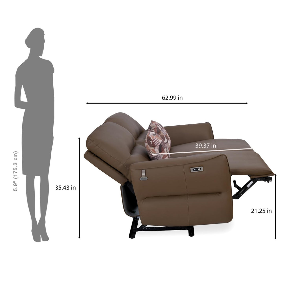 Norma 2 Seater Electric Recliner Sofa- Camel Brown