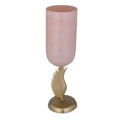 La Rosa Hurricane Candle Holder with Wing Stand- Pink & Gold