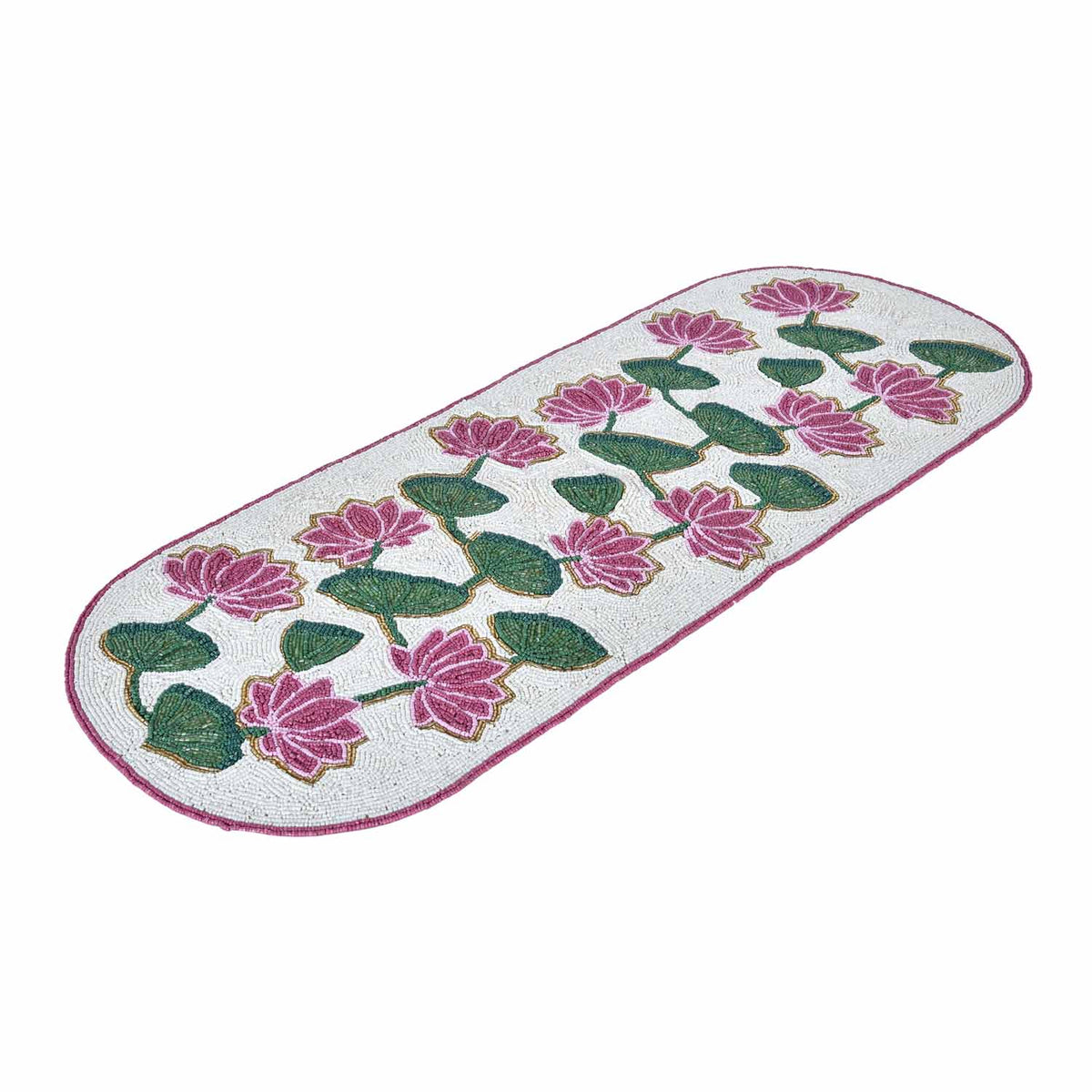 Madhuban Lotus Motif 4-Seater Table Runner- Pink