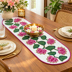 Madhuban Lotus Motif 4-Seater Table Runner- Pink