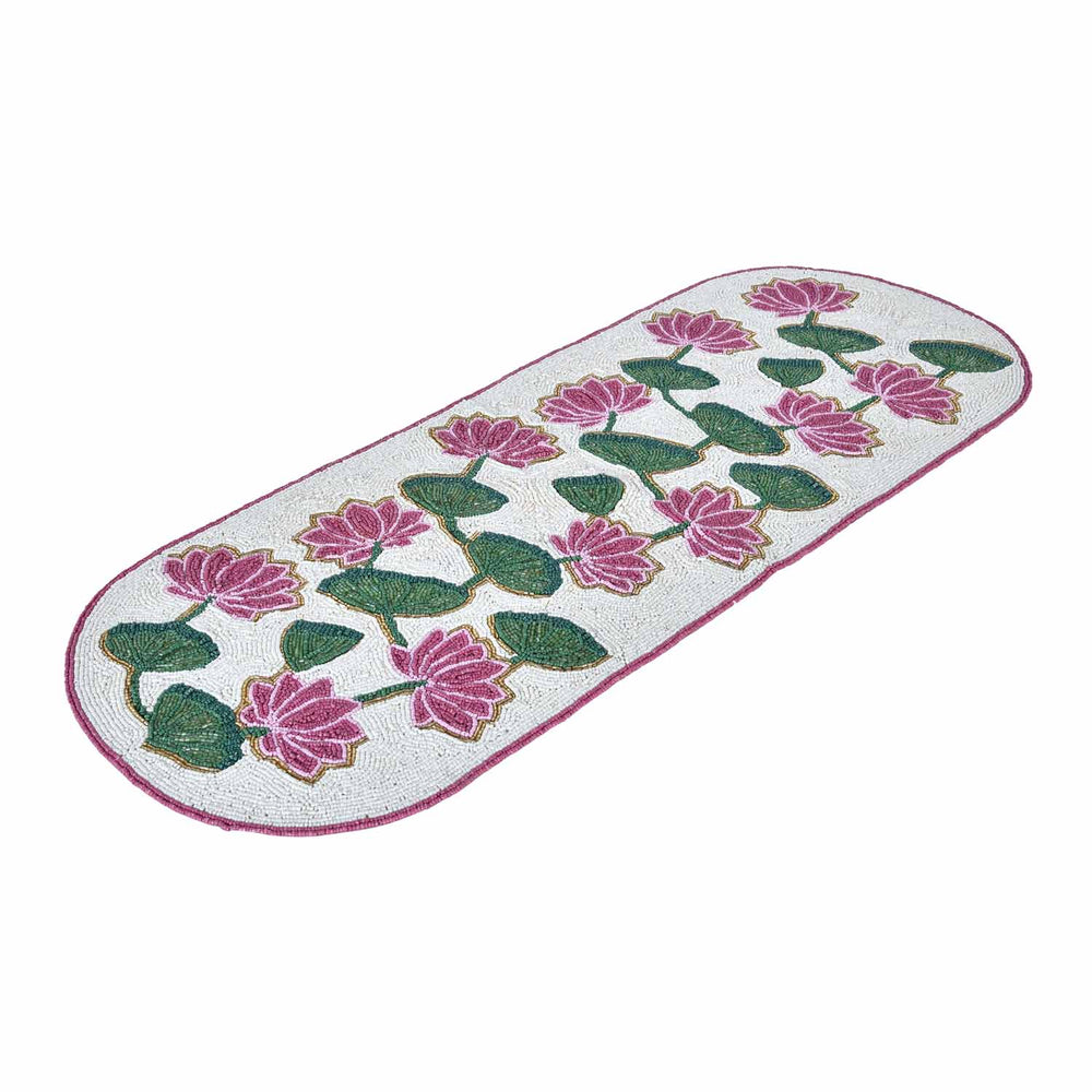 Madhuban Lotus Motif 4-Seater Table Runner- Pink