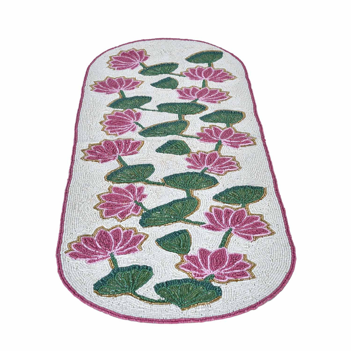 Madhuban Lotus Motif 4-Seater Table Runner- Pink