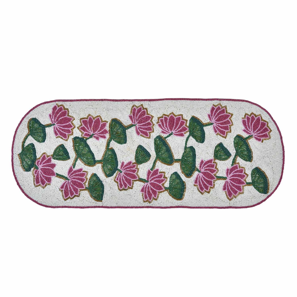 Madhuban Lotus Motif 4-Seater Table Runner- Pink