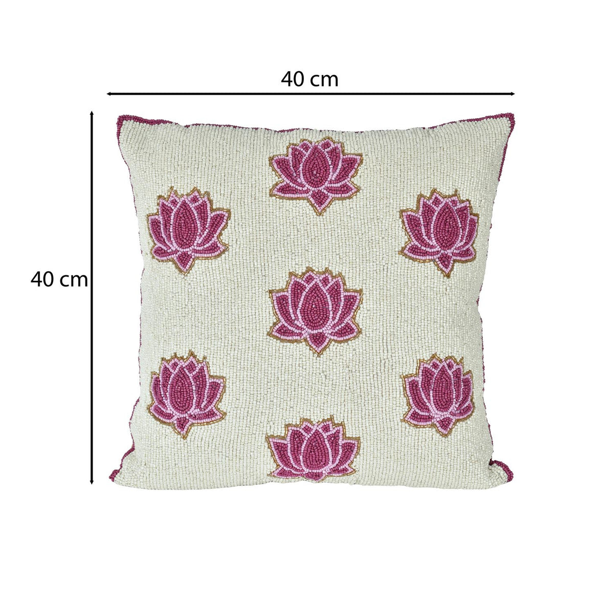 Madhuban Mini Lotuses 16" x 16" Cushion Cover- Pink