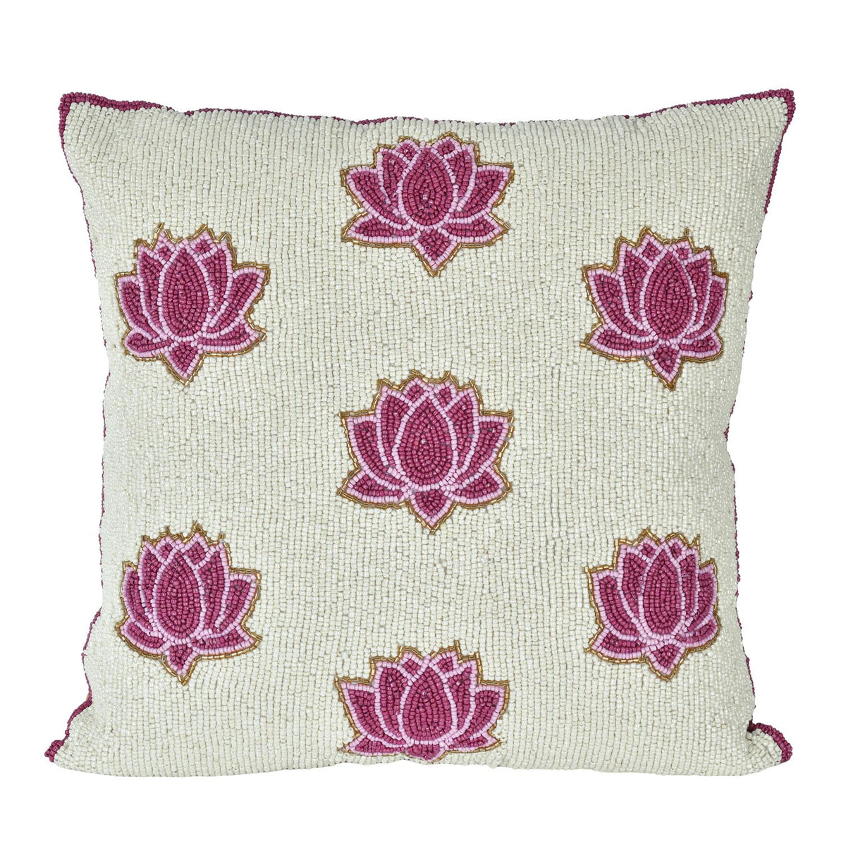 Madhuban Mini Lotuses 16" x 16" Cushion Cover- Pink