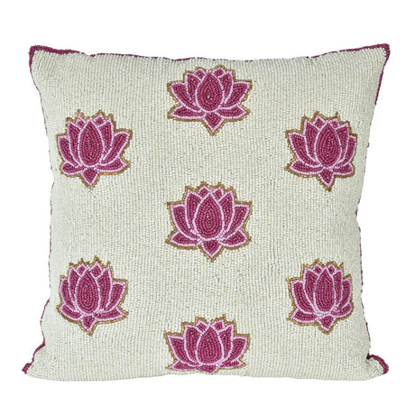 Madhuban Mini Lotuses 16" x 16" Cushion Cover- Pink