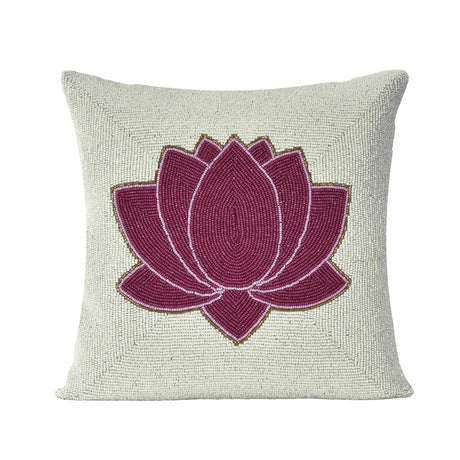 Madhuban Decorative Big Lotus 16" x 16" Cushion Cover- Pink