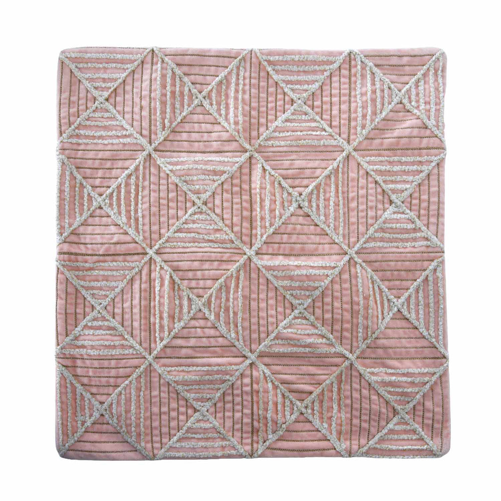 La Rosa Diamond Grid Cushion Cover- Pink