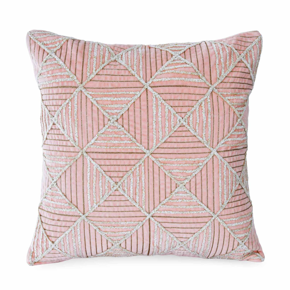 La Rosa Diamond Grid Cushion Cover- Pink