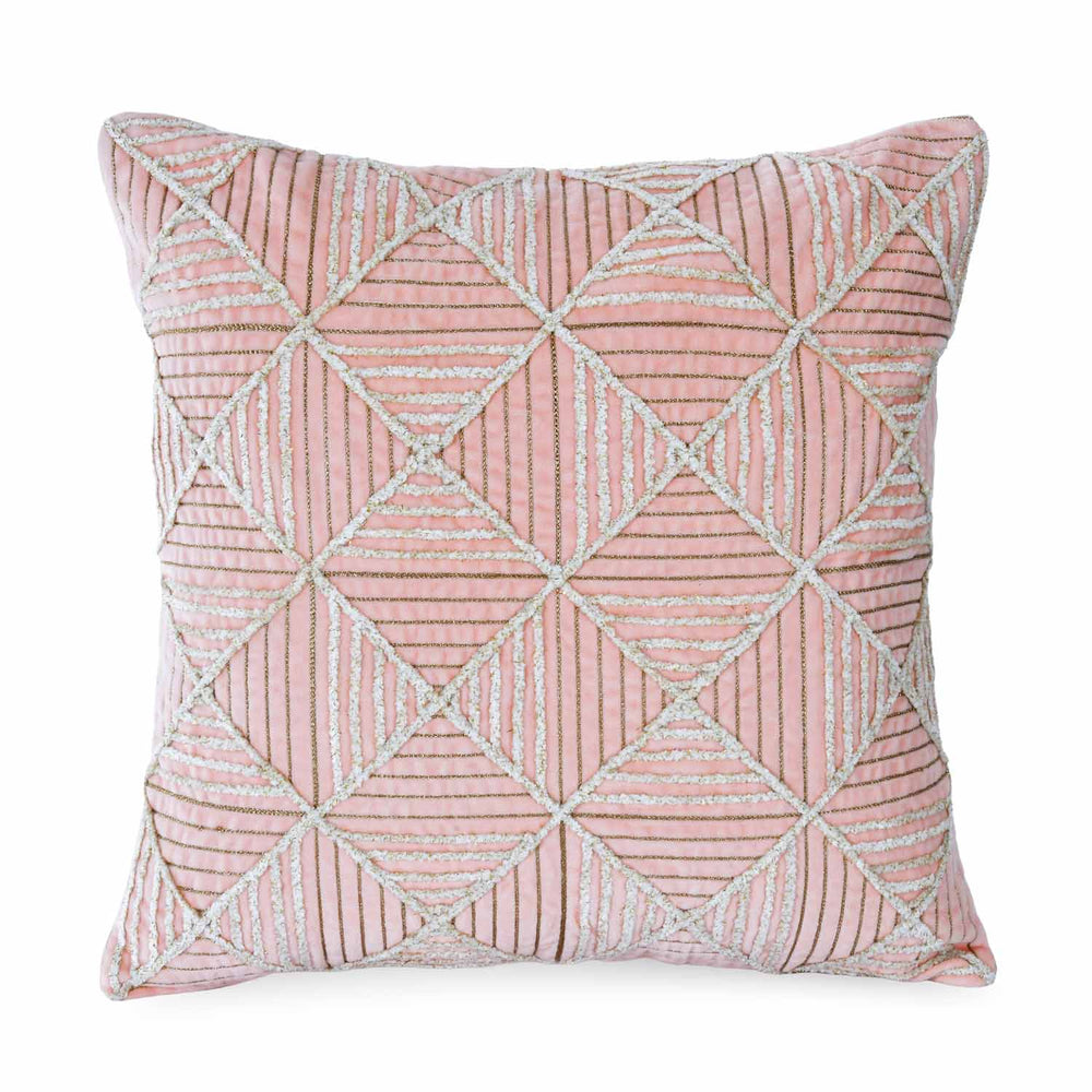 La Rosa Diamond Grid Cushion Cover- Pink