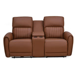 Earthyn 2 Seater Electric Recliner with Console- Chestnut Brown