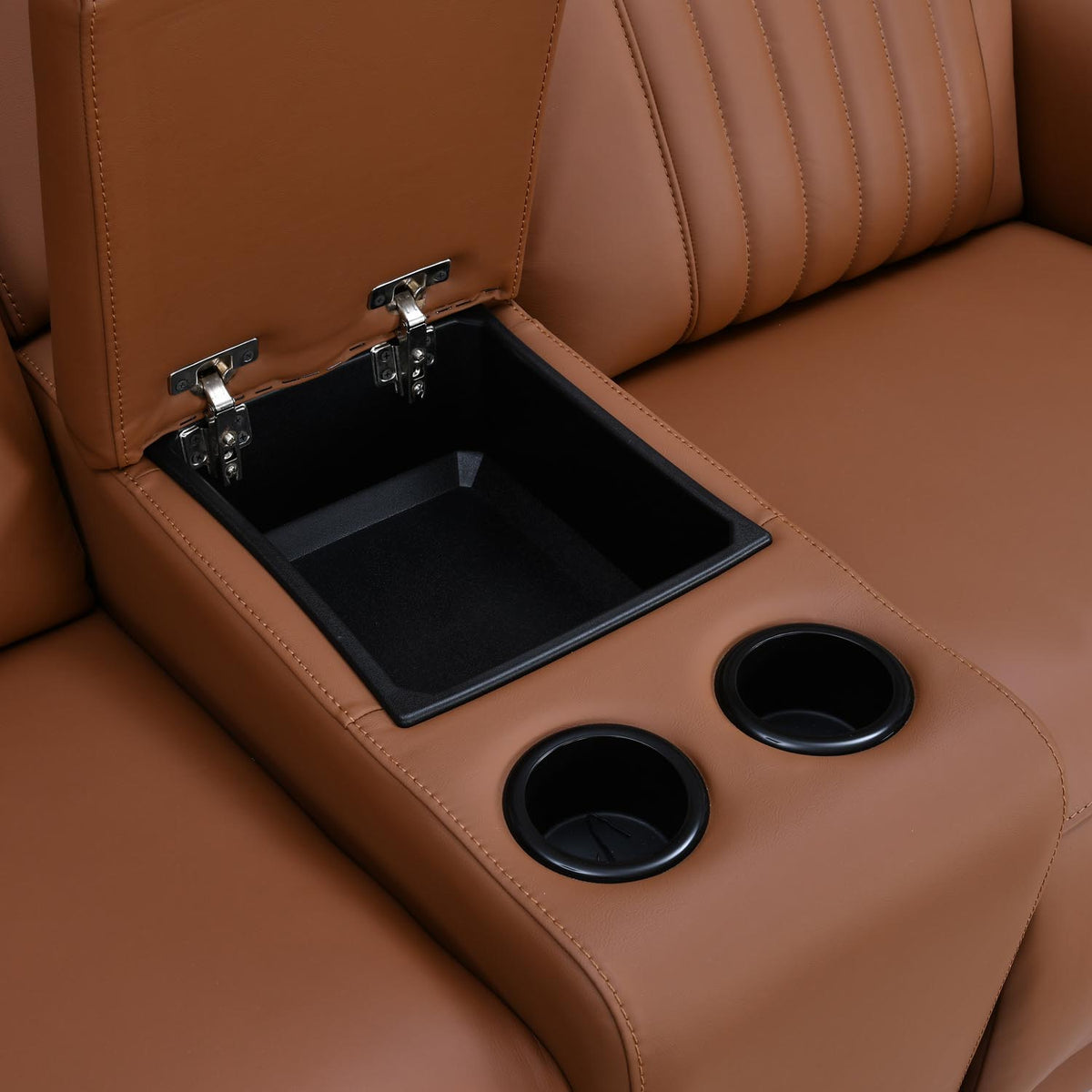 Earthyn 2 Seater Electric Recliner with Console- Chestnut Brown