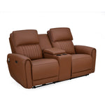 Earthyn 2 Seater Electric Recliner with Console- Chestnut Brown