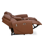 Earthyn 2 Seater Electric Recliner with Console- Chestnut Brown