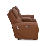 Earthyn 2 Seater Electric Recliner with Console- Chestnut Brown