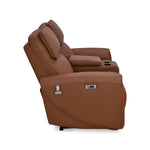 Earthyn 2 Seater Electric Recliner with Console- Chestnut Brown