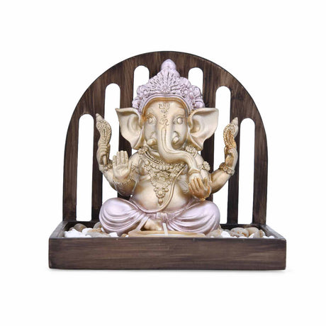 Aura Divine Ganesha Stand Tealight Holder Showpiece- Gold