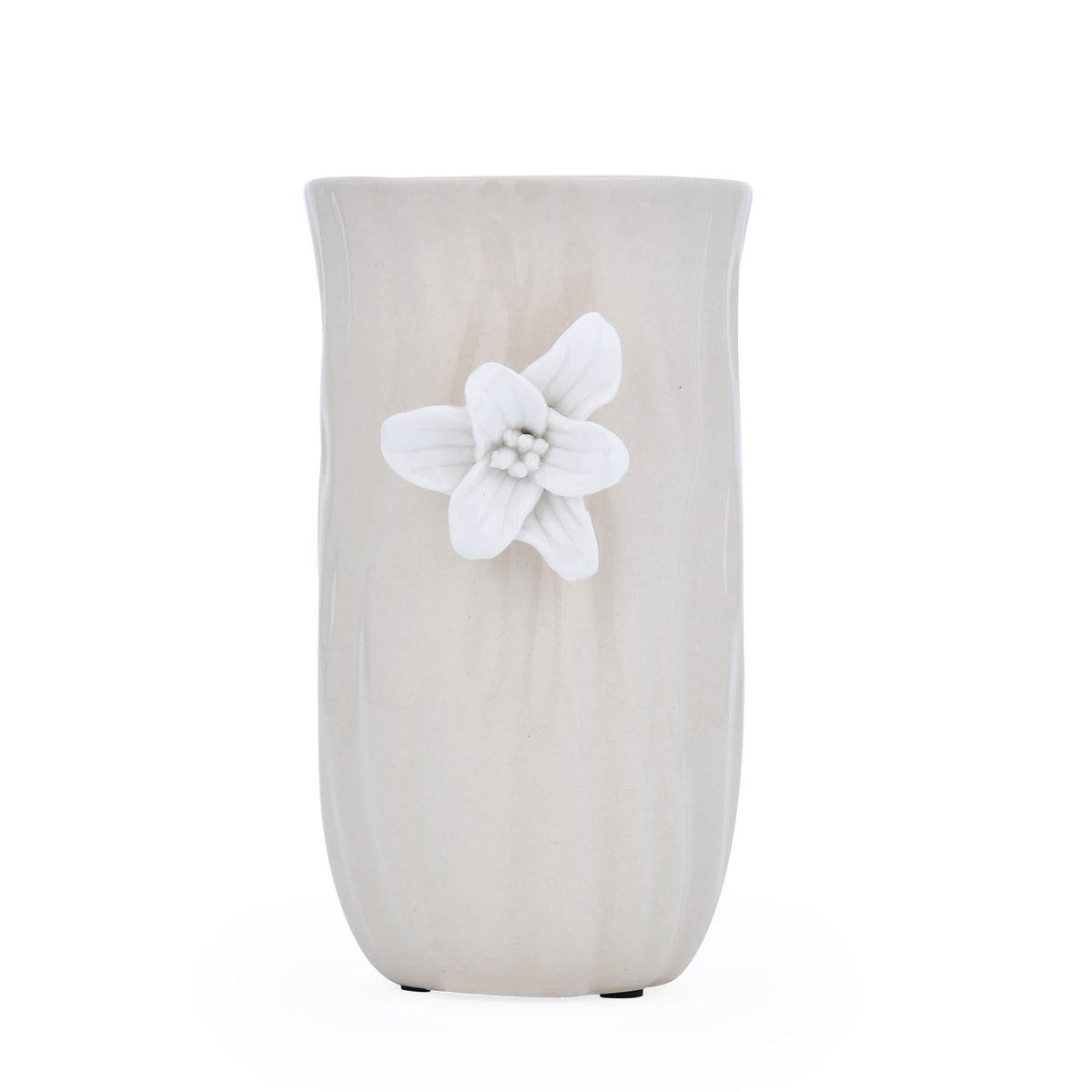 Elan Flora Oval Lily Candle Holder- Cream & White, Small