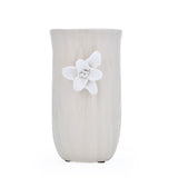 Elan Flora Oval Lily Candle Holder- Cream & White, Small