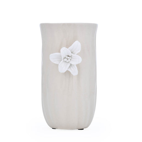 Elan Flora Oval Lily Candle Holder- Cream & White, Small
