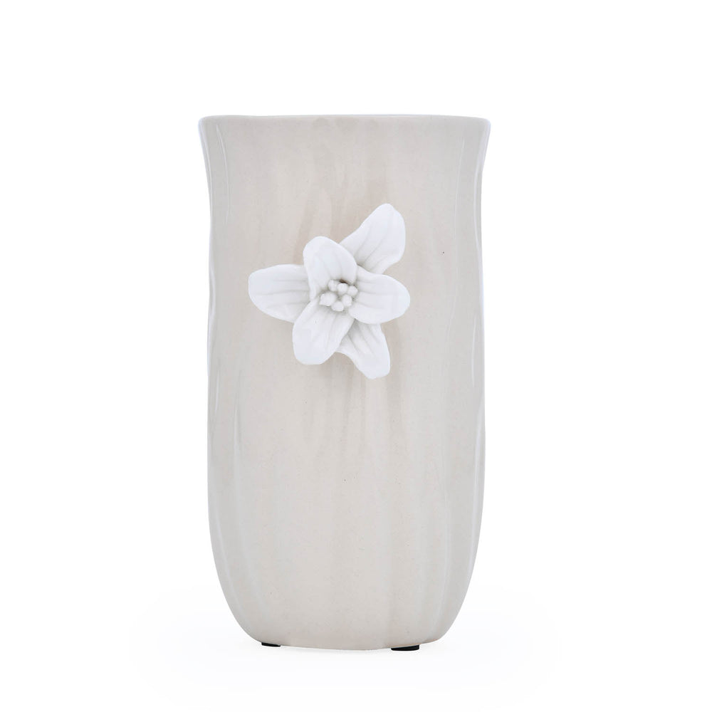 Elan Flora Oval Lily Candle Holder- Cream & White, Small