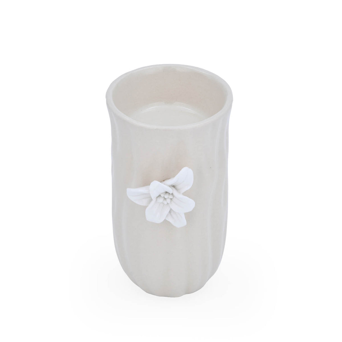 Elan Flora Oval Lily Candle Holder- Cream & White, Small