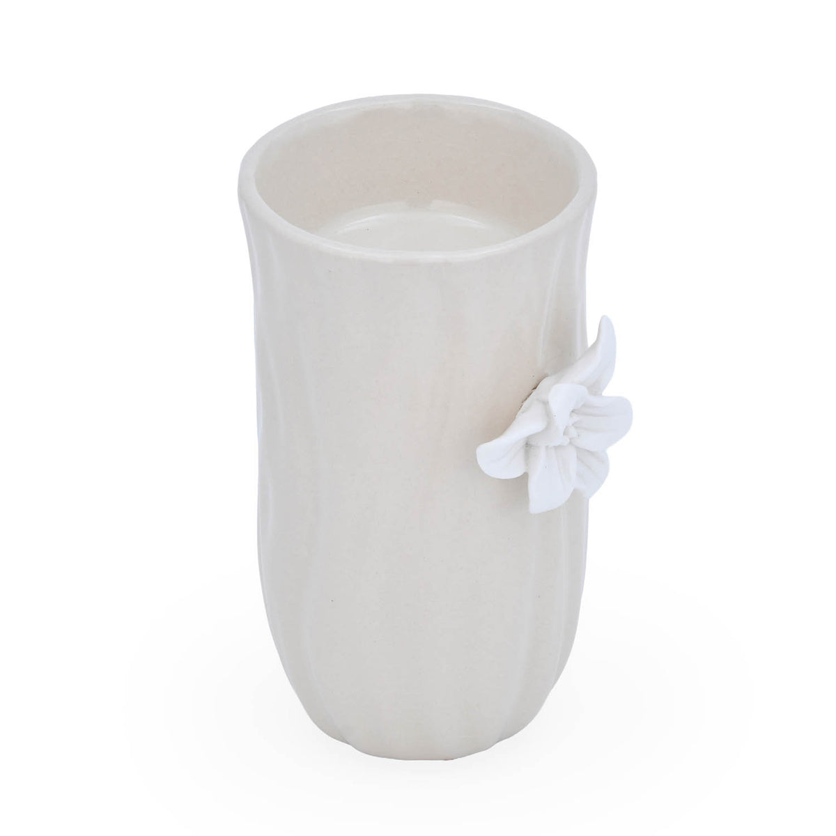 Elan Flora Oval Lily Candle Holder- Cream & White, Small