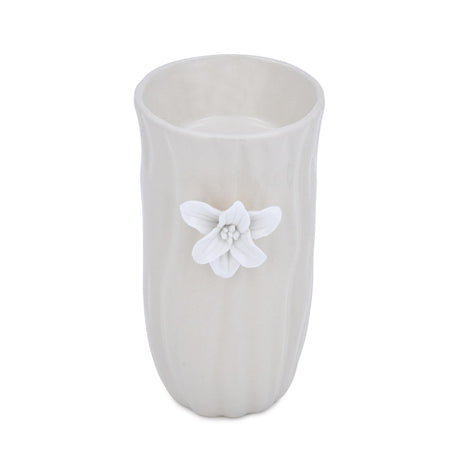 Elan Flora Oval Lily Candle Holder- Cream & White, Medium