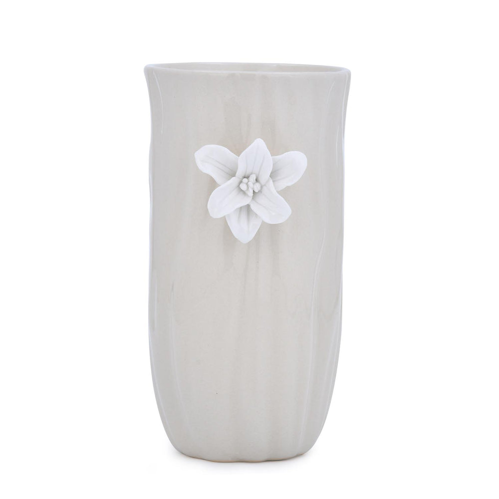 Elan Flora Oval Lily Candle Holder- Cream & White, Medium