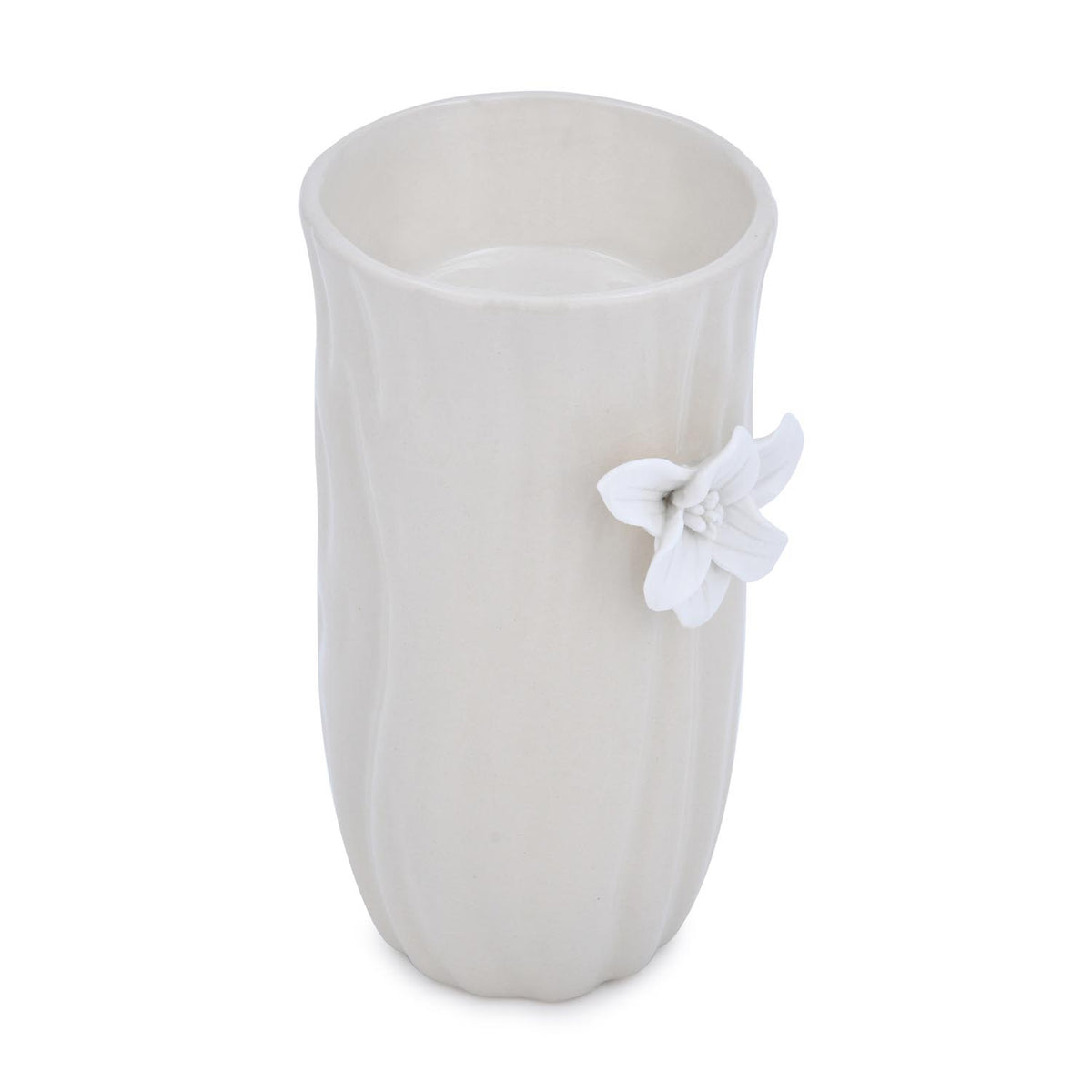 Elan Flora Oval Lily Candle Holder- Cream & White, Medium